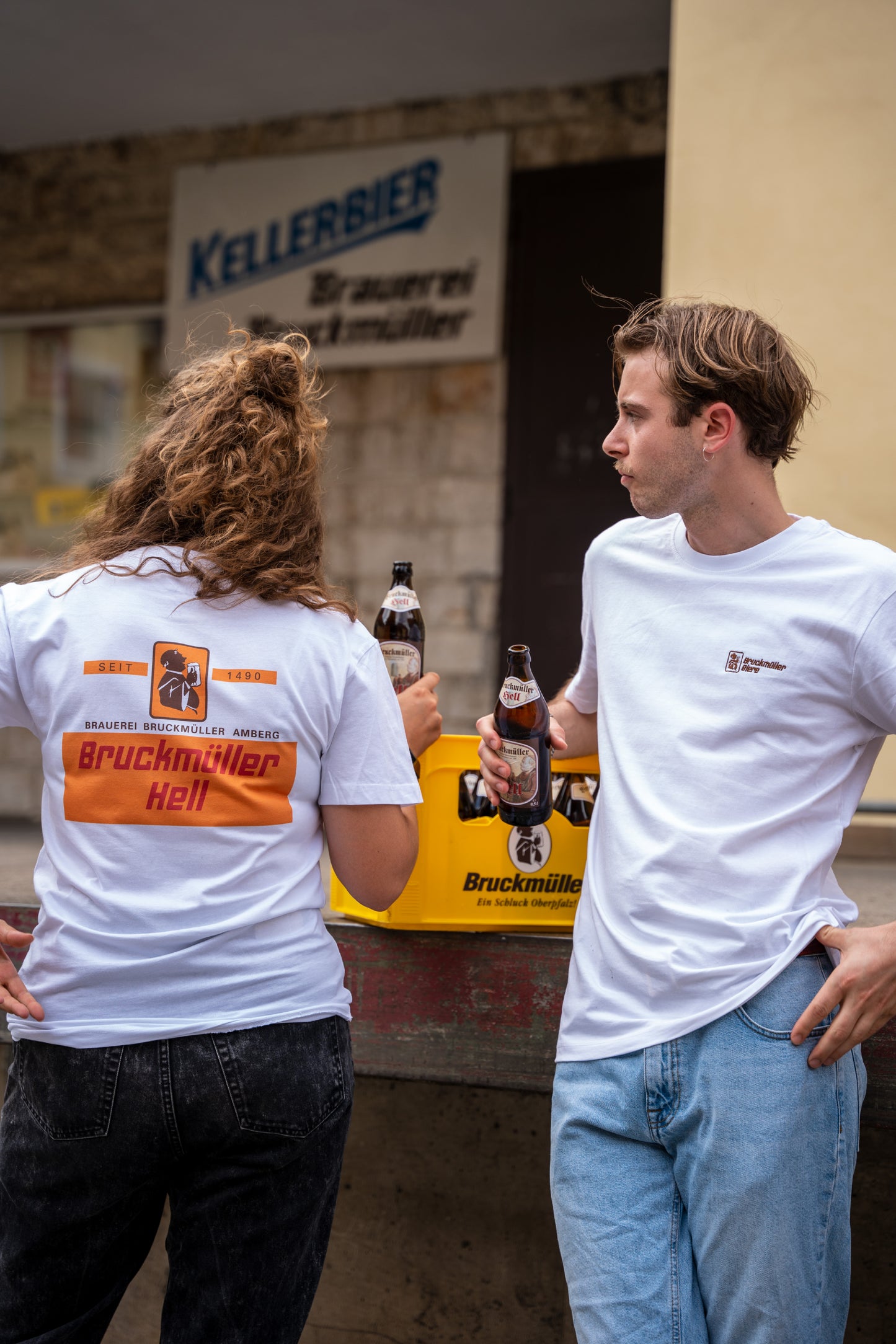 Bruckmüller T-Shirt weiss, Retro Design